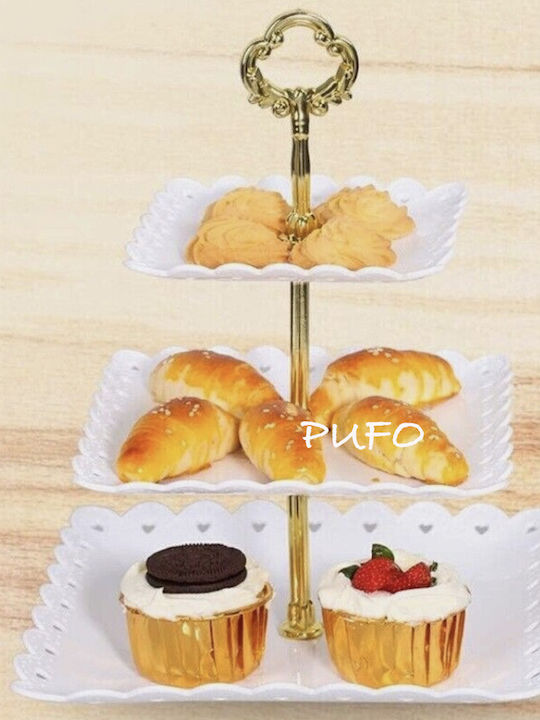 Suport pentru Turn de Desert Pufo Dulci Torturi Prajituri Fructe Aperitive 34 X 24 Cm Alb