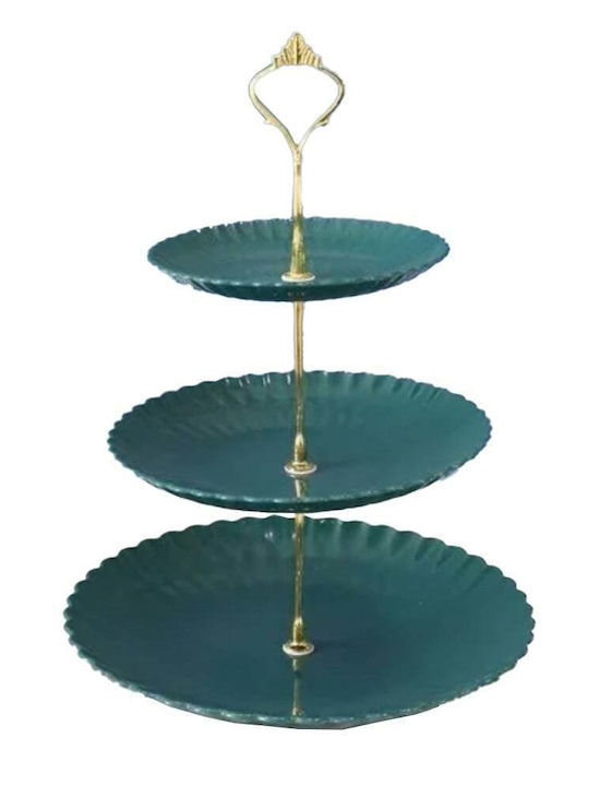 Pufo Candy 3-Tier Dessert Tower with Metal Handle Green