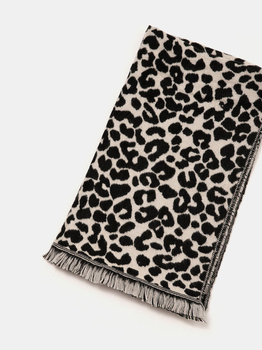 Gestrickter Leoparden-Schal Schwarz Schwarz