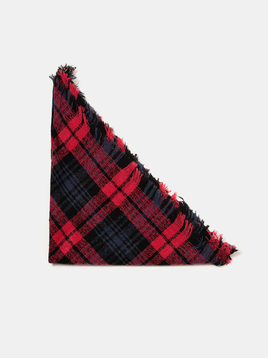 Triangular Plaid Scarf Red Red