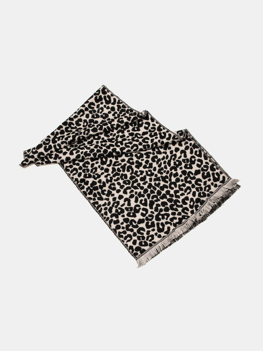Gestrickter Leoparden-Schal Schwarz Schwarz