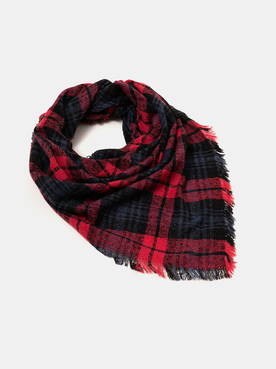 Triangular Plaid Scarf Red Red
