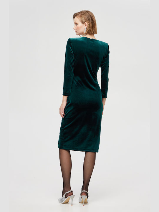 BSB Midi Evening Dress Velvet Wrap Green