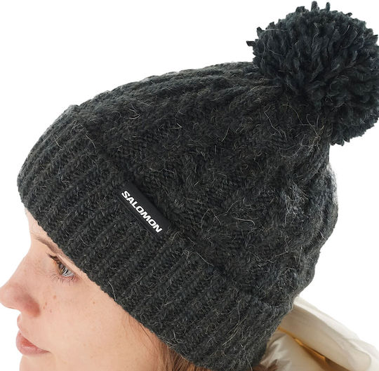 Pom Pom Beanie Frauen Fleece Beanie Gestrickt in Gray Farbe
