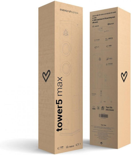 Energy Sistem Sistem audio 2.1 ES Tower 5 MAX 100W cu Media digitale Player, WiFi și Bluetooth Negru