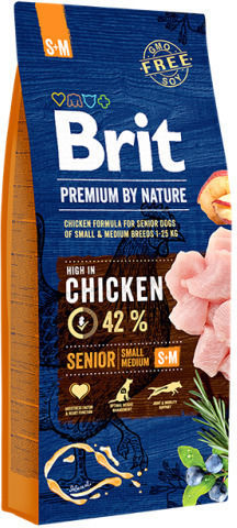 Brit Premium By Nature Senior Small/Medium 8kg Dry Food Gluten-Free for Senior Small & Medium Breed Dogs with Chicken