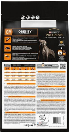Pro Plan Veterinary Diets OM Obesity Management 3kg Dry Food Diet, Gluten-Free for Adult Dogs with Poultry