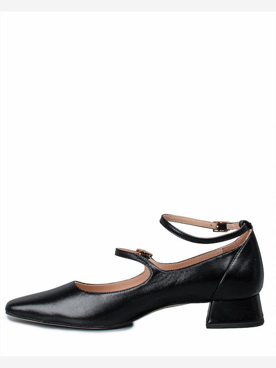 Mourtzi Leder Pumps mit Riemchen Schwarz