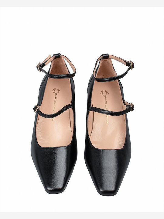 Leder Pumps mit Riemchen Schwarz
