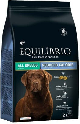 Equilibrio Reduced 2kg Dry Food for Dogs Diet with Chicken, Rice, Tuna and Salmon