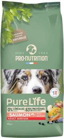 Flatazor Pure Life 12kg Dry Food Grain-Free & Gluten-Free for Adult Medium Breed Dogs with Salmon, Vegetables, Tuna, Chicken, Turkey, Pork and Duck