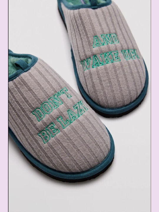 Men's Slippers with Fur Blue