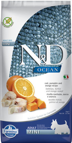 Farmina N&D Ocean Adult Mini 7kg Hrană Uscată fără Cereale pentru Câini Adulţi de Rase Mici cu Dovleac și Pește