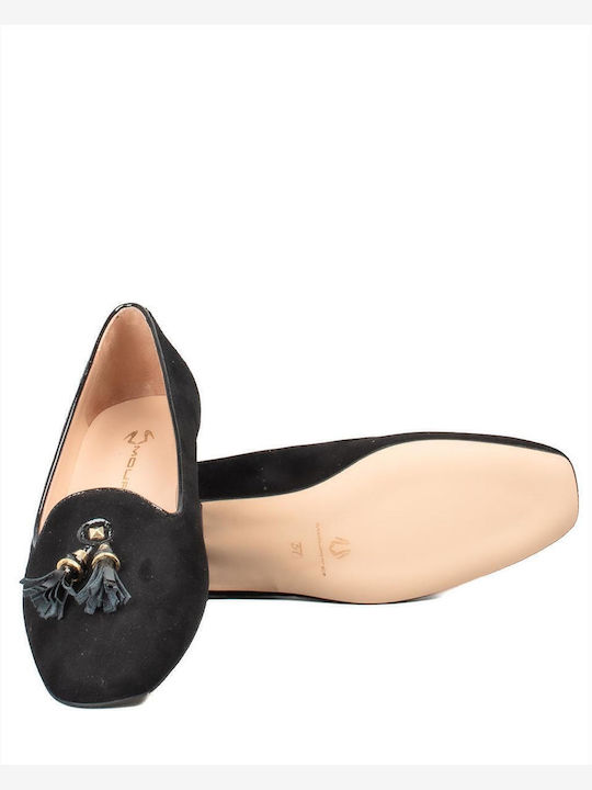 Leder Damen Loafers in Schwarz Farbe