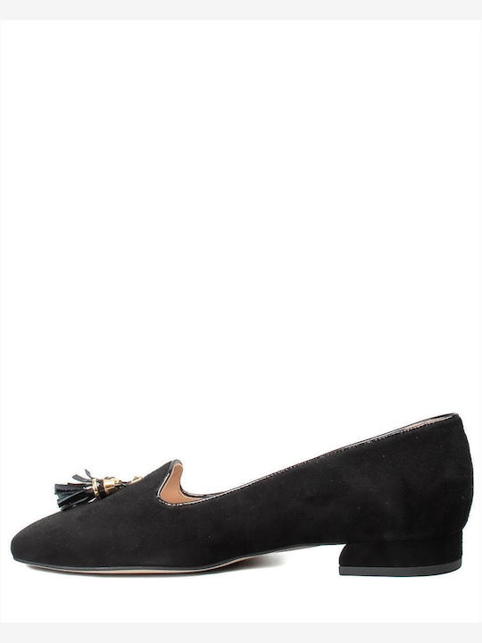 Leder Damen Loafers in Schwarz Farbe