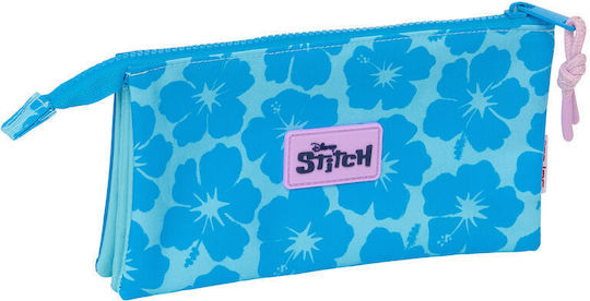 Safta Stitch Pencil Case with 3 Compartments Blue