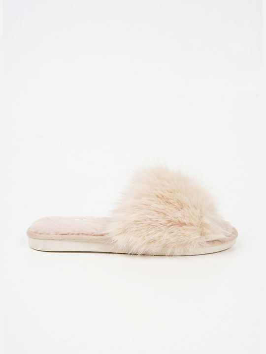 Piazza Shoes Winter Women's Slippers with fur in Beige color