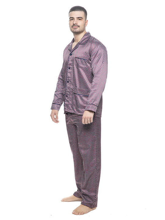 Men's Winter Satin Pajamas Set Bordeaux