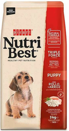 Picart NutriBest Premium Puppy 3kg Hrană Uscată pentru Căţei de Rase Medii & Mari cu Pui și Orez