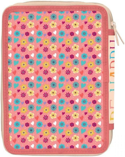 Must Happy Pencil Case with 2 Compartments Pink