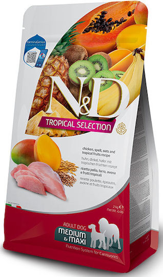 Farmina Tropical Selection 10kg Dry Food with Few Grains for Adult Dogs with Chicken