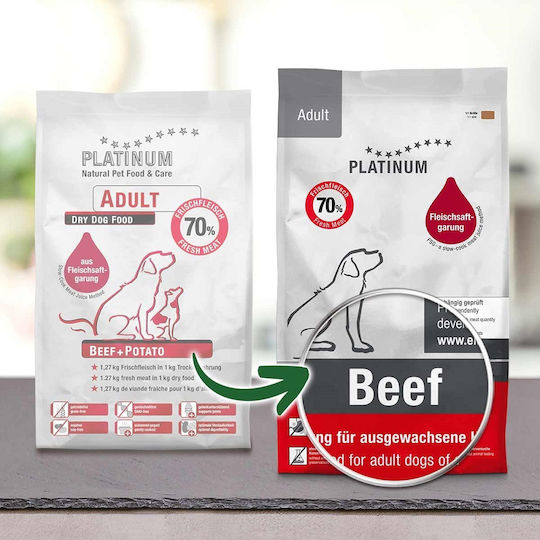 Platinum Pet Food & Care Adult Beef & Potato 5kg Dry Food Grain-Free & Gluten-Free for Adult Neutered Dogs with Calf and Potatoes