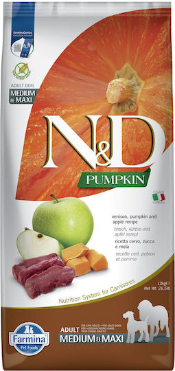 Farmina N&D Pumpkin Medium & Maxi 12kg Dry Food Grain-Free for Adult Medium & Large Breed Dogs with Deer and Pumpkin