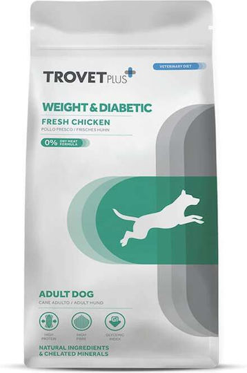 Trovet Weight & Diabetic 10kg Dry Food Diet for Adult Dogs with Chicken