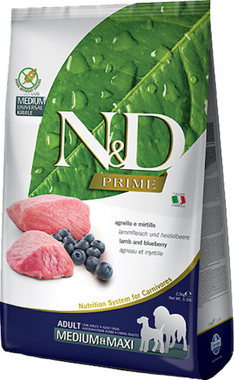 Farmina N&D Grain Free Adult Medium 12kg Dry Food Grain-Free for Adult Medium Breed Dogs with Lamb