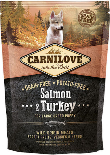 Carnilove Salmon & Turkey Adult Large 1.5кг Суха Храна без Зърнени храни за Възрастни Кучета от Големи Породи с Турция и Сьомга