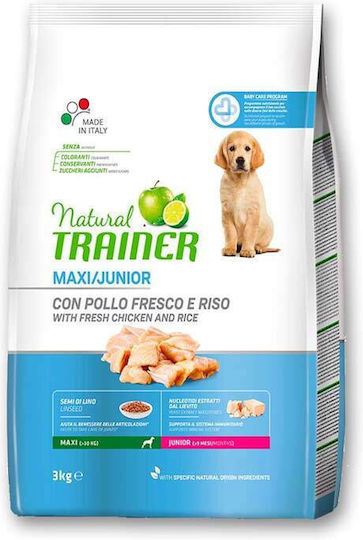 Natural Trainer Puppy Maxi Chicken 3kg Dry Food for Large Breed Puppies with Chicken and Rice