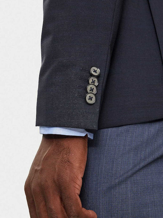 Men's Winter Suit Jacket Slim Fit Navy Blue