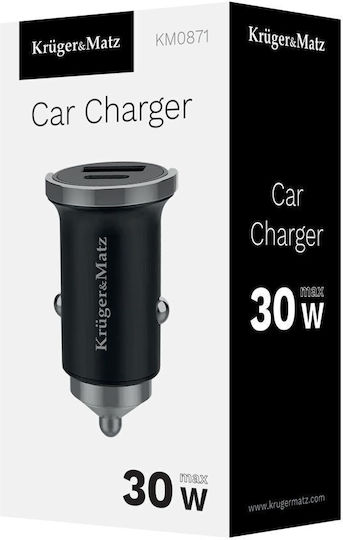 Kruger & Matz Kruger & Matz Autoladegerät 30W 5A mit Anschlüssen: 1xUSB-A 1xType-C