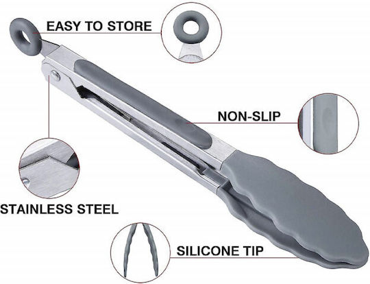 Metal Kitchen Tongs Pufo Serve Serving Grill Roast Steel Handle Silicone Tip 34 Cm Gray Metal Kitchen Tongs Pufo Serve Serving Grill Roast Steel Handle Silicone Tip 34 Cm Gray