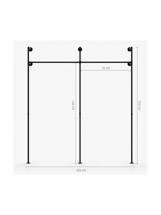 Agățătoare De Perete Metalică Neagră 105x220cm