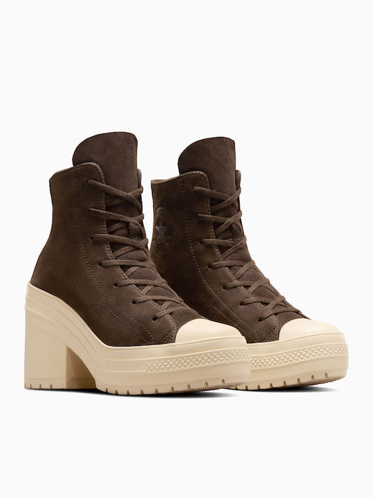 Chuck 70 De Luxe Δερμάτινα Γυναικεία Μποτάκια Coffee