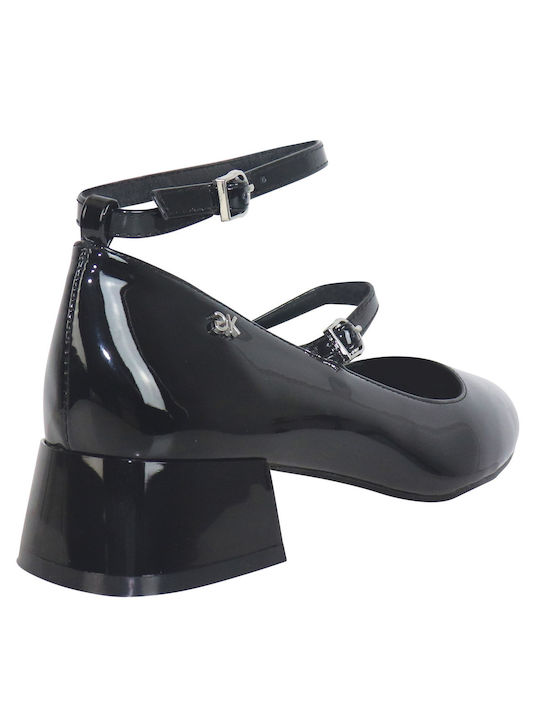Pumps mit Riemchen & flacher Absatz Schwarz