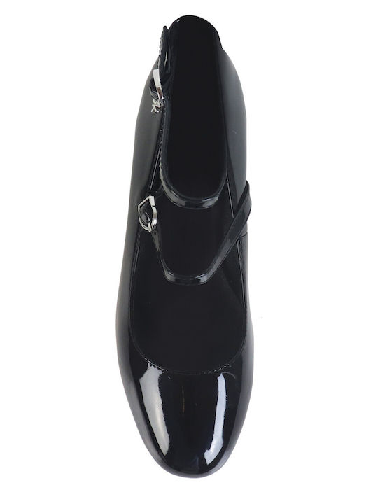 Pumps mit Riemchen & flacher Absatz Schwarz