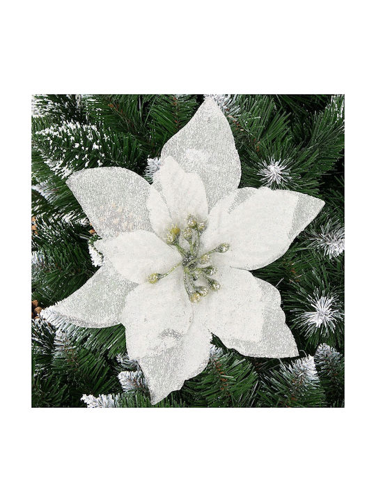 Set Ornamente cu Flori din Plastic Albe 13x13cm 10 Bucăți