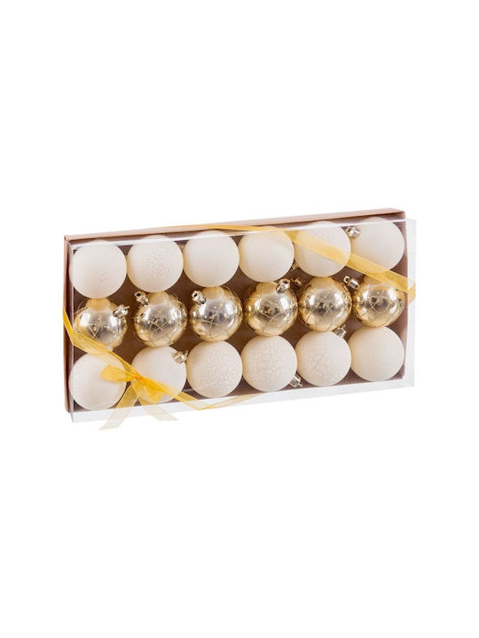 Hanging Ball Ornament Ornament Plastic Gold 5cm Set 18pcs