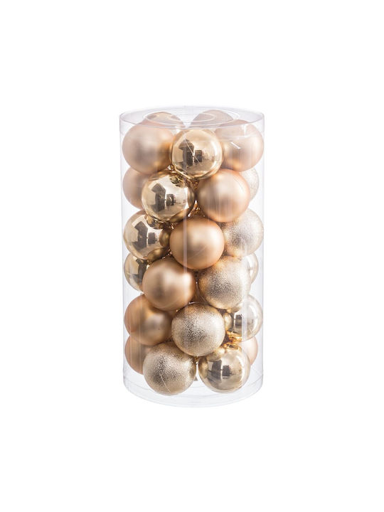 Hanging Ball Ornament Ornament Plastic Gold 6cm Set 30pcs