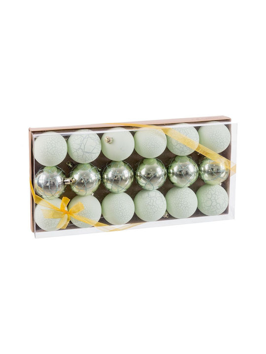 Hanging Ball Ornament Ornament Plastic Green 6cm Set 18pcs