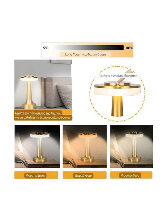 Metallic Table Decorative Lamp LED Battery Gold