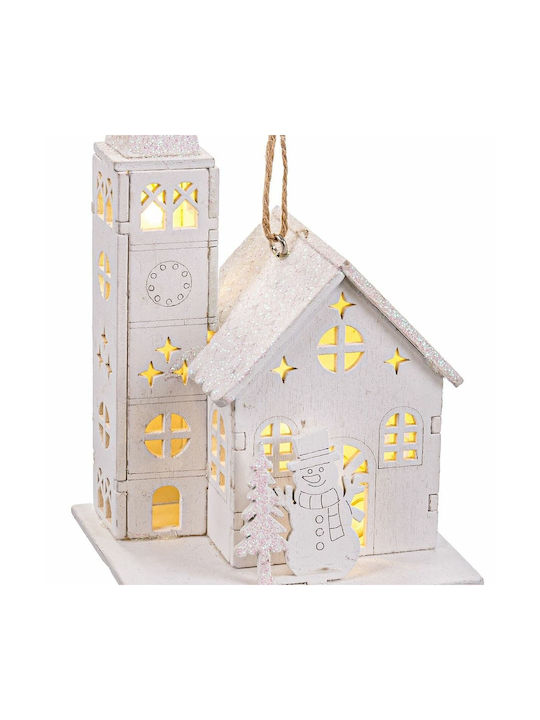 Hanging Ornament House White 8.5x14.5cm