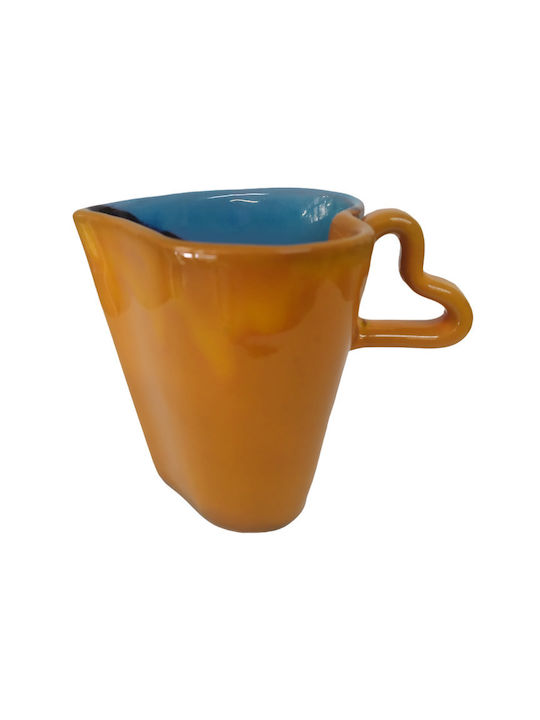 Herz Becher Keramik Heart Color Orange with Turquoise 300ml