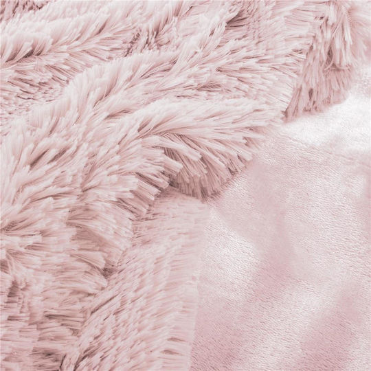 Pelzige Decke Einzel 160x200cm Rosa
