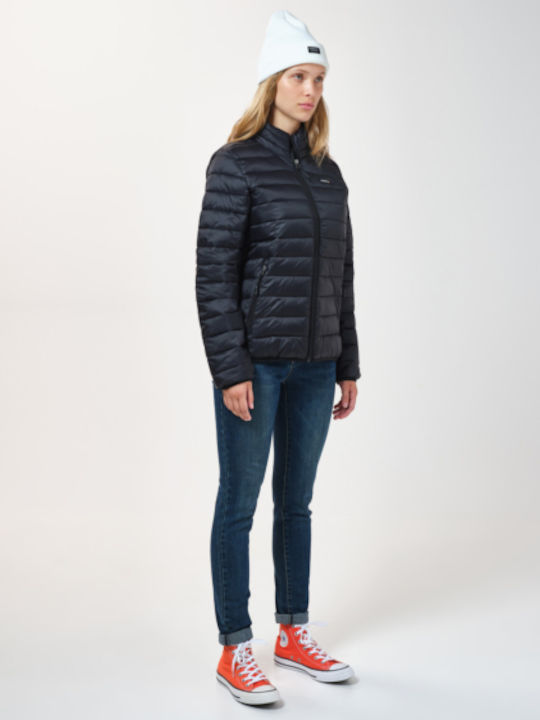 Women's Short Puffer Jacket for Winter Black