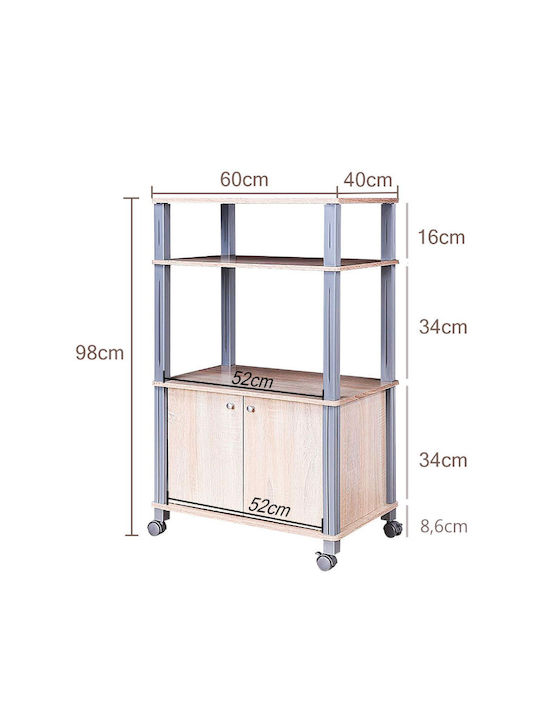 Costway Τρόλεϊ Κουζίνας Πλαστικό 4 Θέσεων Καφέ 60x40x98cm