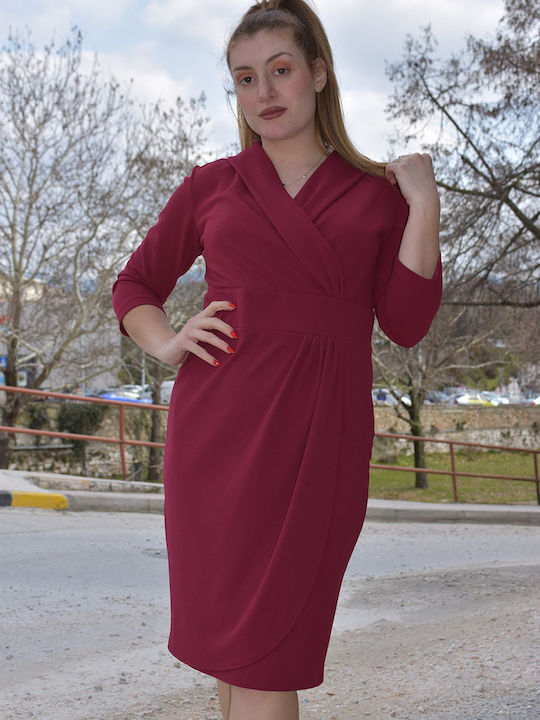 Midi Abendkleid Wickel Burgunder