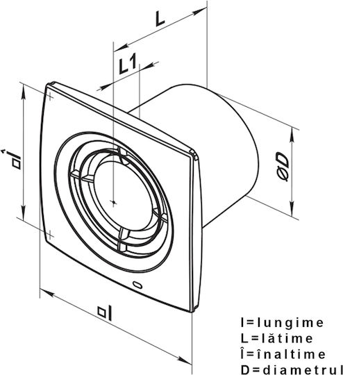 Ventilator Diameter 100mm Gray 100x1 Matte Aluminum